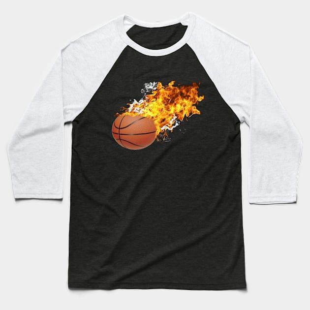 Flaming Basket Ball 2 Baseball T-Shirt by Ratherkool